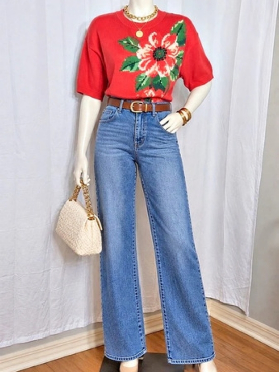 Outlander Sweaters - Vintage Outlander Floral Embroidered Coral Sweater Top L Cottagecore